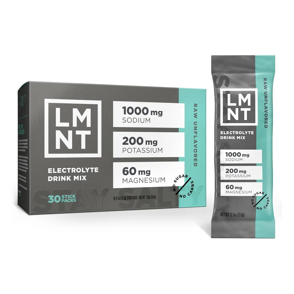 LMNT Zero Sugar Electrolytes, Raw Unflavoured packaging